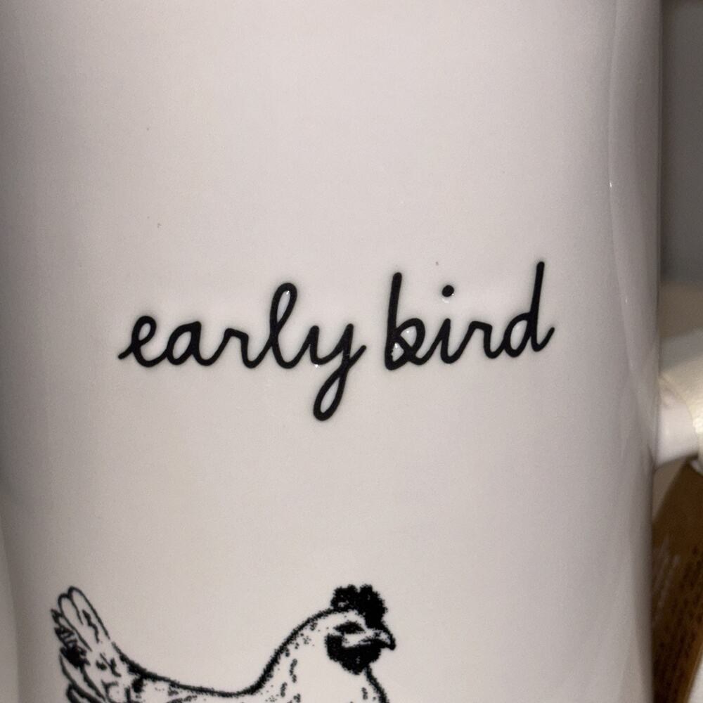 Rae Dunn Chicken "Early Bird" Tall Farmhouse Hen Coffee Mug 20oz Thick NEW - Picture 3 of 4